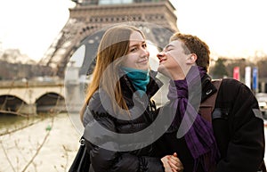 Happy loving couple in Paris