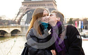 Happy loving couple in Paris