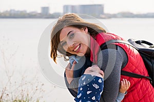 Happy loving family. mother and child playing