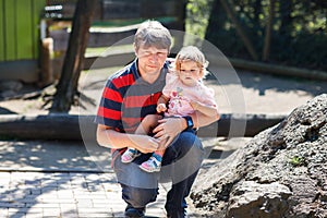 Happy loving family. Father and his daughter child girl playing together. Father's day concept.