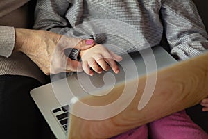 Happy loving family. Grandmother and grandchild spending time together