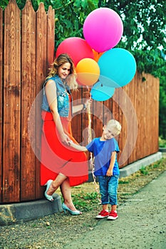 Happy loving family having fun on the walk