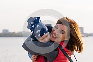 Happy loving family. mother and child playing