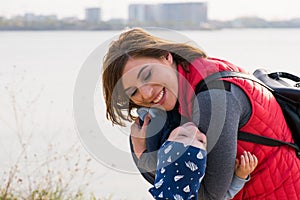 Happy loving family. mother and child playing