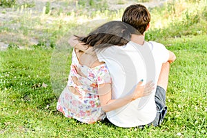 Happy loving young couple outdoors