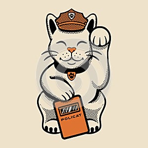 Happy Lucky Cat Police Design