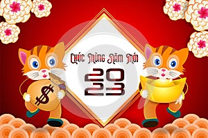 Happy lunar new year 2023, Vietnamese new year, Year of the Cat