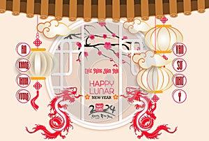 Happy lunar new year 2024, Vietnamese new year, chinese new year, Year of the Dragon