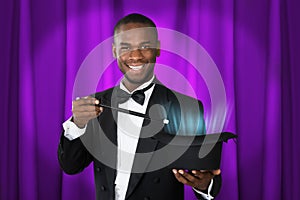 Happy Magician Showing Magic