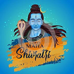 Happy maha Shivratri with mahadev, a Hindu festival celebrated of lord shiva night, english calligraphy. vector illustration