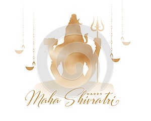 happy maha shivratri religious card with lord shiva silhouette