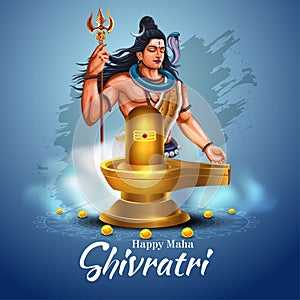 happy maha Shivratri with shiv ling, a Hindu festival celebrated of lord shiva night, english calligraphy. abstract vector