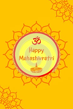 Happy Mahashivratri wishes greeting card template, abstract background with floral pattern, graphic design illustration wallpaper photo