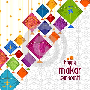 Happy Makar Sankranti background with colorful kite