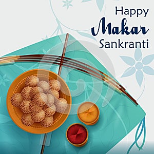 Happy Makar Sankranti background with colorful kite