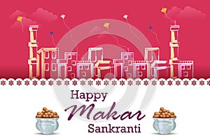 Happy Makar Sankranti background with colorful kite