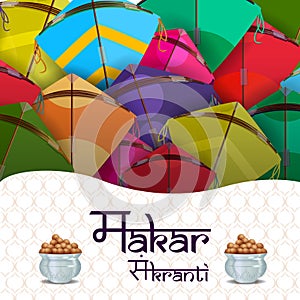 Happy Makar Sankranti background with colorful kite