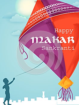 Happy Makar Sankranti background with colorful kite