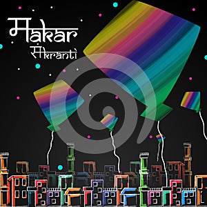 Happy Makar Sankranti background with colorful kite