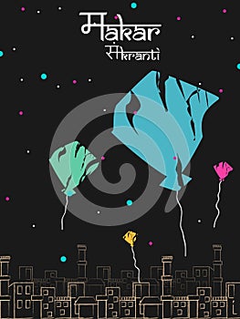 Happy Makar Sankranti background with colorful kite