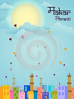 Happy Makar Sankranti background with colorful kite