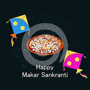 Happy Makar Sankranti background with colorful kite