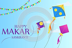 Happy Makar Sankranti background with colorful kite