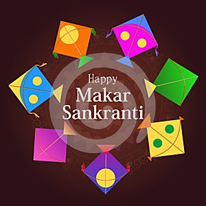 Happy Makar Sankranti background with colorful kite