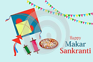 Happy Makar Sankranti background with colorful kite