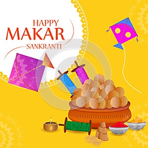 Happy Makar Sankranti background with colorful kite