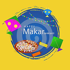 Happy Makar Sankranti background with colorful kite