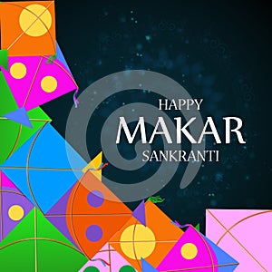 Happy Makar Sankranti background with colorful kite