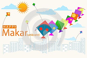 Happy Makar Sankranti background with colorful kite