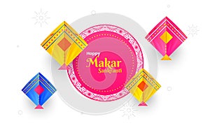 Happy Makar Sankranti celebration background decorated with colo