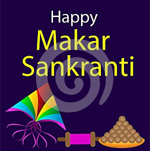 Happy Makar Sankranti Festival Image With Colorful Kite