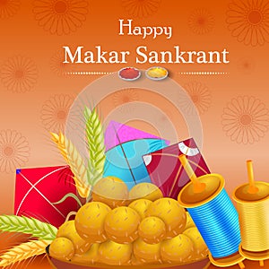 Happy Makar Sankranti religious traditional festival of India celebration background