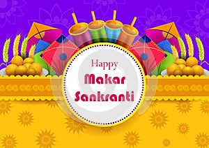 Happy Makar Sankranti religious traditional festival of India celebration background