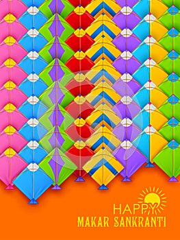 Happy Makar Sankranti wallpaper with colorful kite string