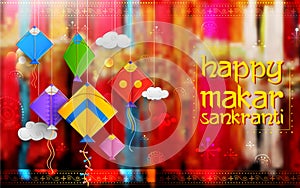 Happy Makar Sankranti wallpaper with colorful kite string