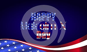 Happy Malcolm X Day Text With Usa Flag Background illustration design photo