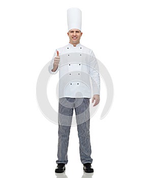 Happy male chef cook showing thumbs up