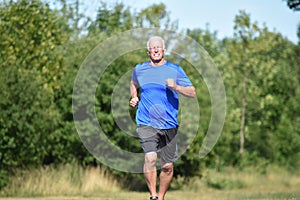 Happy Male Senior Grampa Jogging