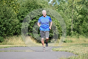 Happy Male Senior Person Running