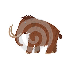 Happy mammoth icon in cartoon style.