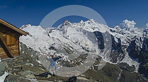 Happy man in Alps mountains of Gran Paradiso.