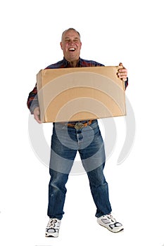 Happy man with a box