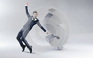 Happy man with dollar mark