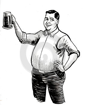 Happy man drinking beer