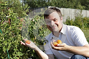 Happy man in garden