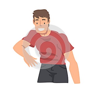 Happy Man Giving Hand for Shaking as Brief Greeting or Parting Tradition Vector Illustration